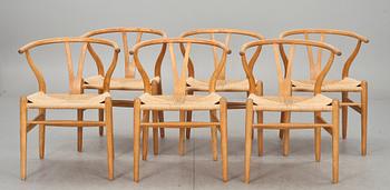 KARMSTOLAR, 6 st, "Y-stolen". Hans Wegner för Carl Hansen & son, Odense.