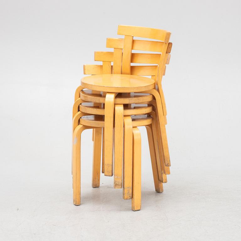 Alvar Aalto, stolar, 4 st, modell 69, Artek, Finland, 1900-talets andra hälft.