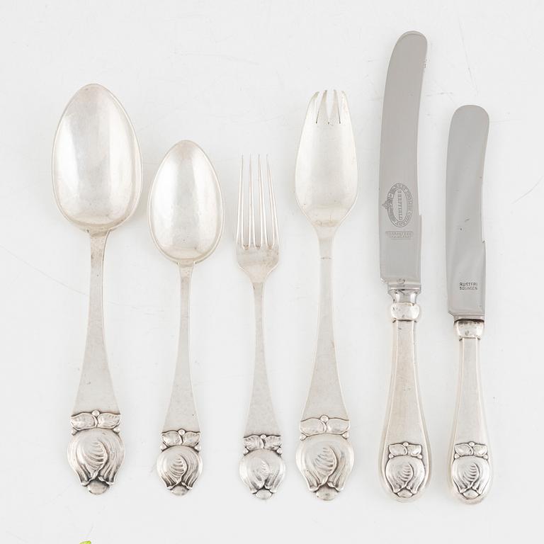 Cutlery, 6 pieces, silver, Copenhagen 1920s.