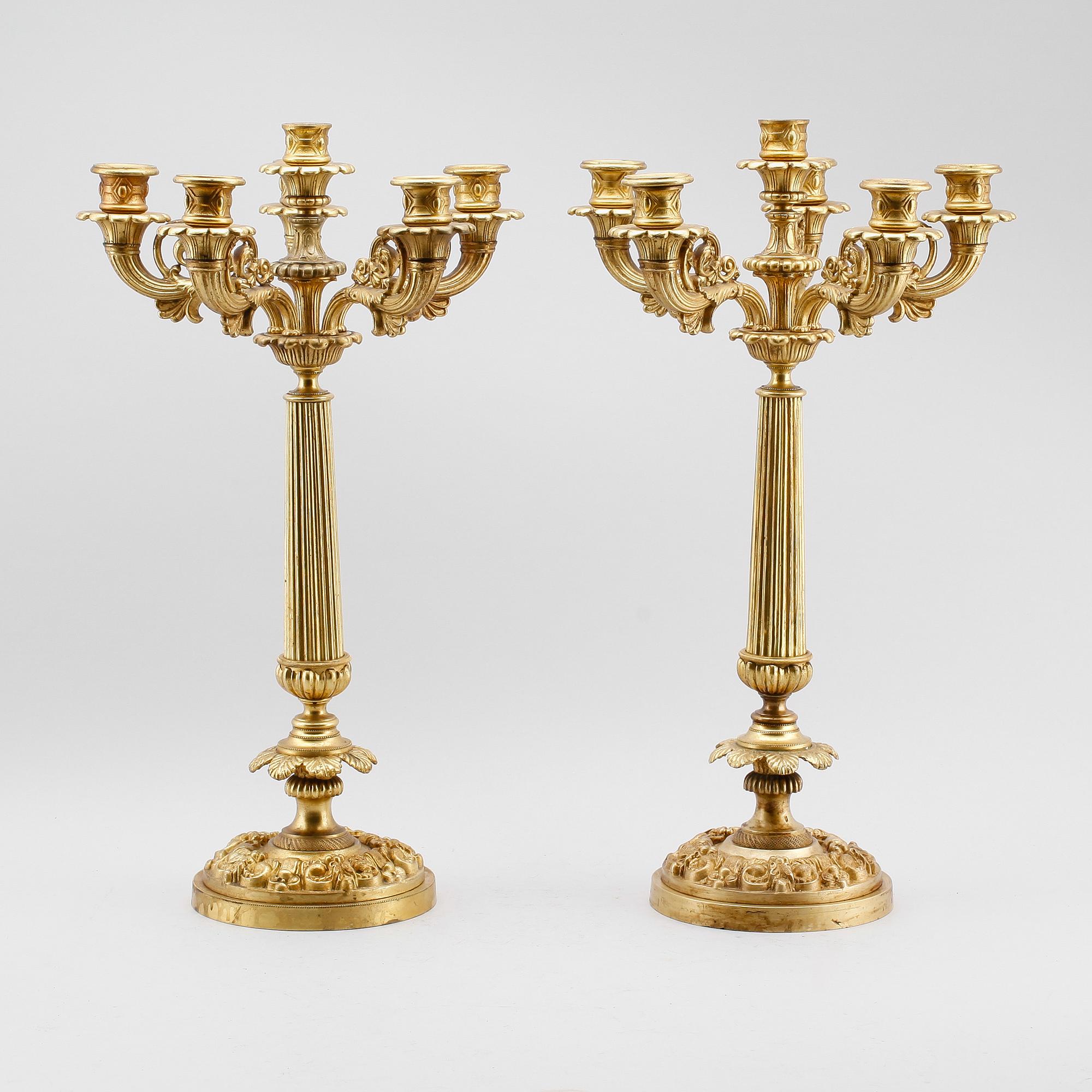 KANDELABRAR, 1 par, brons, senempire, 1800-talets mitt.