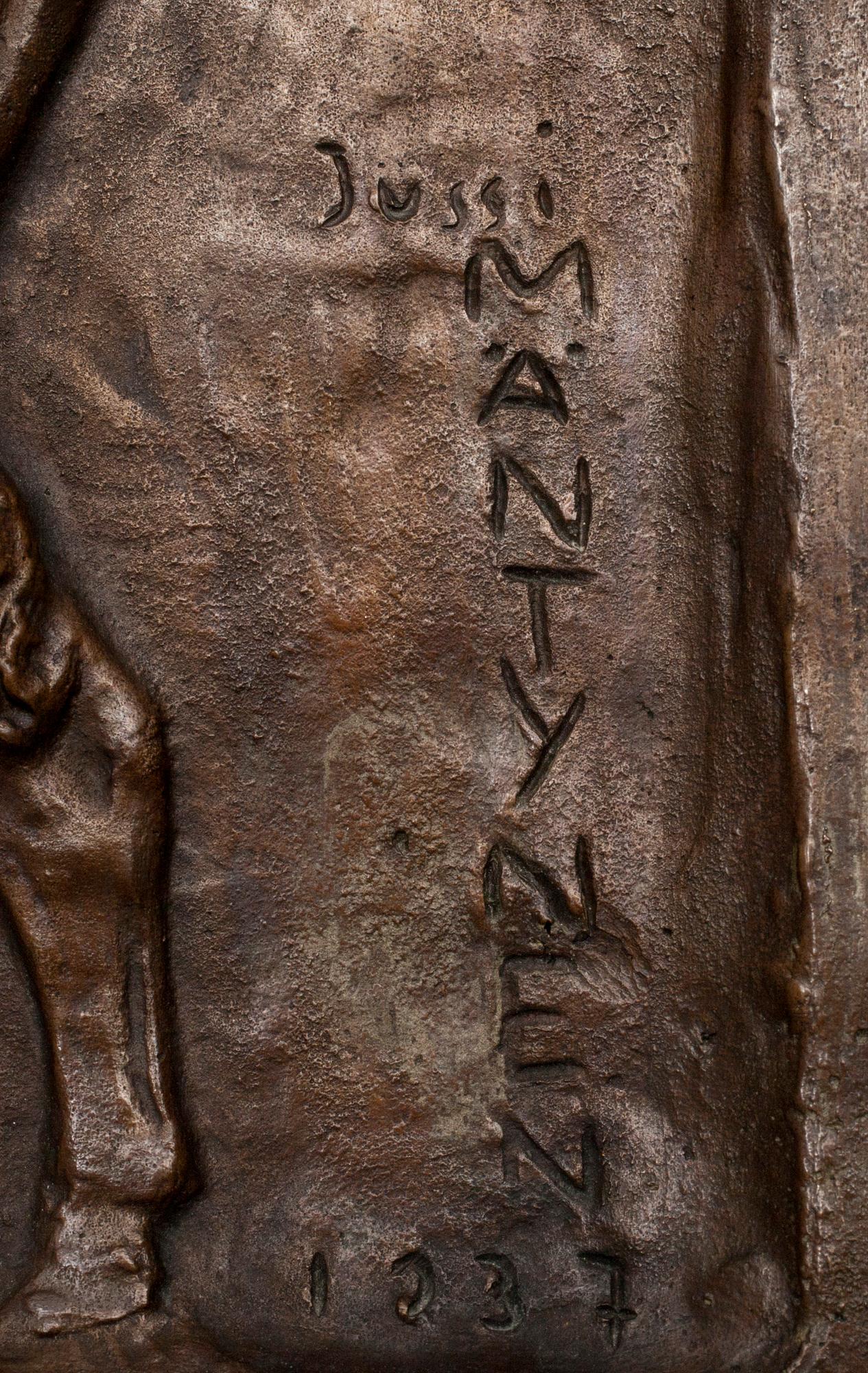 JUSSI MÄNTYNEN, pronssireliefi, signeerattu ja päivätty 1937.