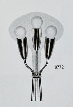 Harald Notini, vägglampor, 1 par, modell "8772/3", Arvid  Böhlmarks Lampfabrik, 1950-tal.