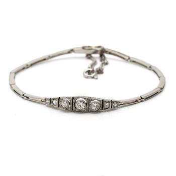 Armband Art Déco 18K vitguld och platina med diamanter.