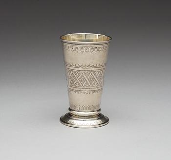 A Russian 19th century parcel-gilt beaker, possibly of Alexander Matisyen, Moscow 1875.