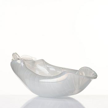 Tyra Lundgren, a leaf-shaped iridescent zanfirici bowl, Venini, Murano, Italy post 1938.