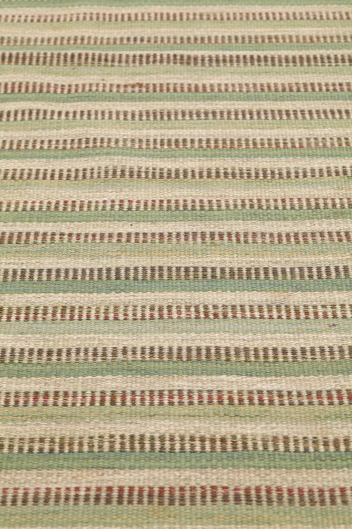 Barbro Nilsson, Matta, "Randig med tvist, grön", rölakan, ca 244,5-245,5 x 226-227 cm, signerad AB MMF BN.