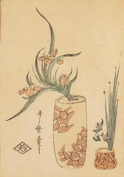 KITAGAWA UTAMARO, samt KATSUKAWA SHUNSHO, efter. Färgträsnitt, två stycken. Japan, sent 1800-tal/tidigt 1900-tal.