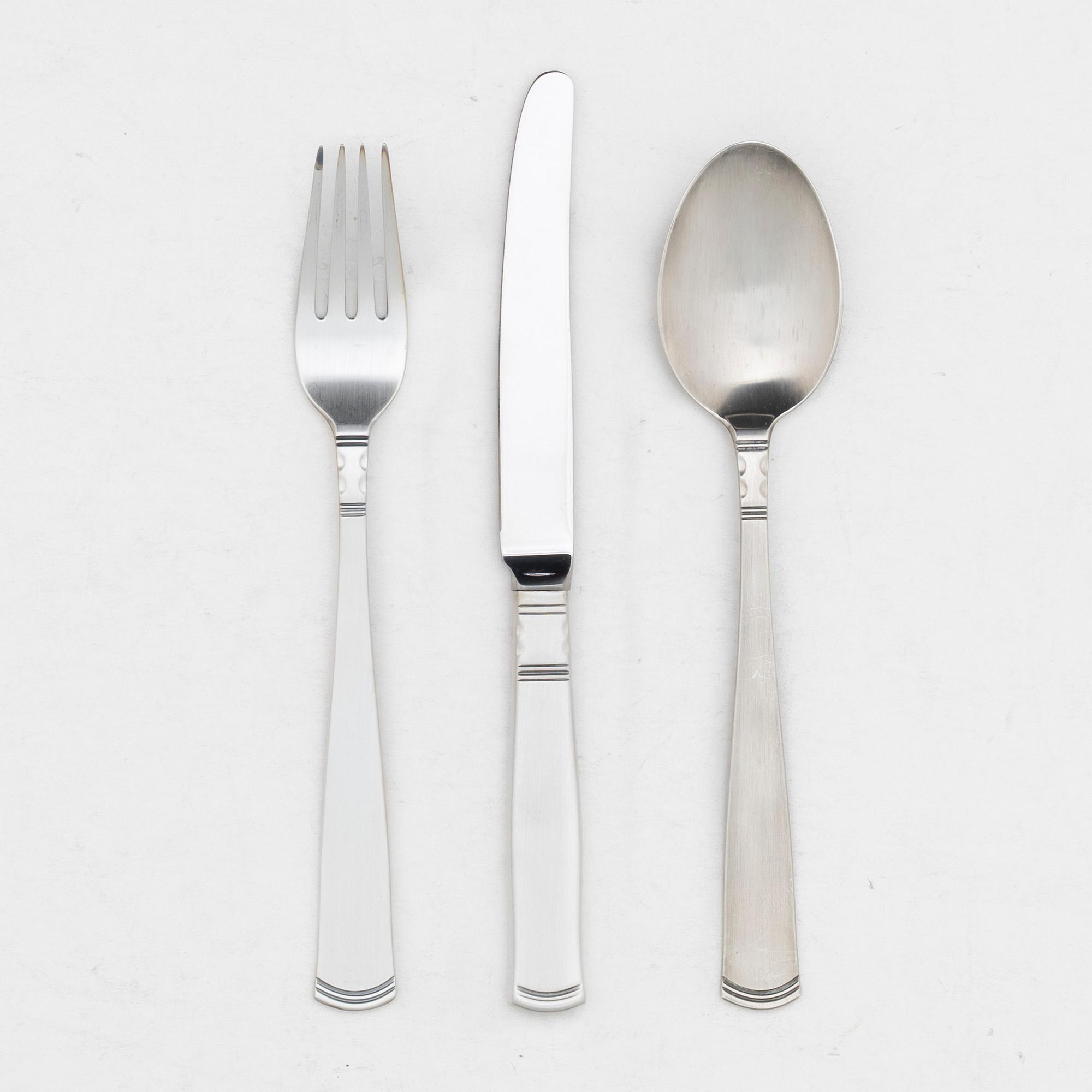 Jacob Ängman, A 96-piece silver flat ware set, 'Rosenholm', GAB & Mema, Sweden, 1996-2014.