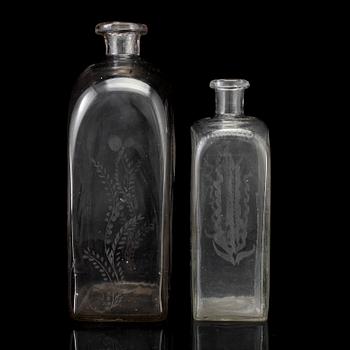 Two 19th century glass bottles.