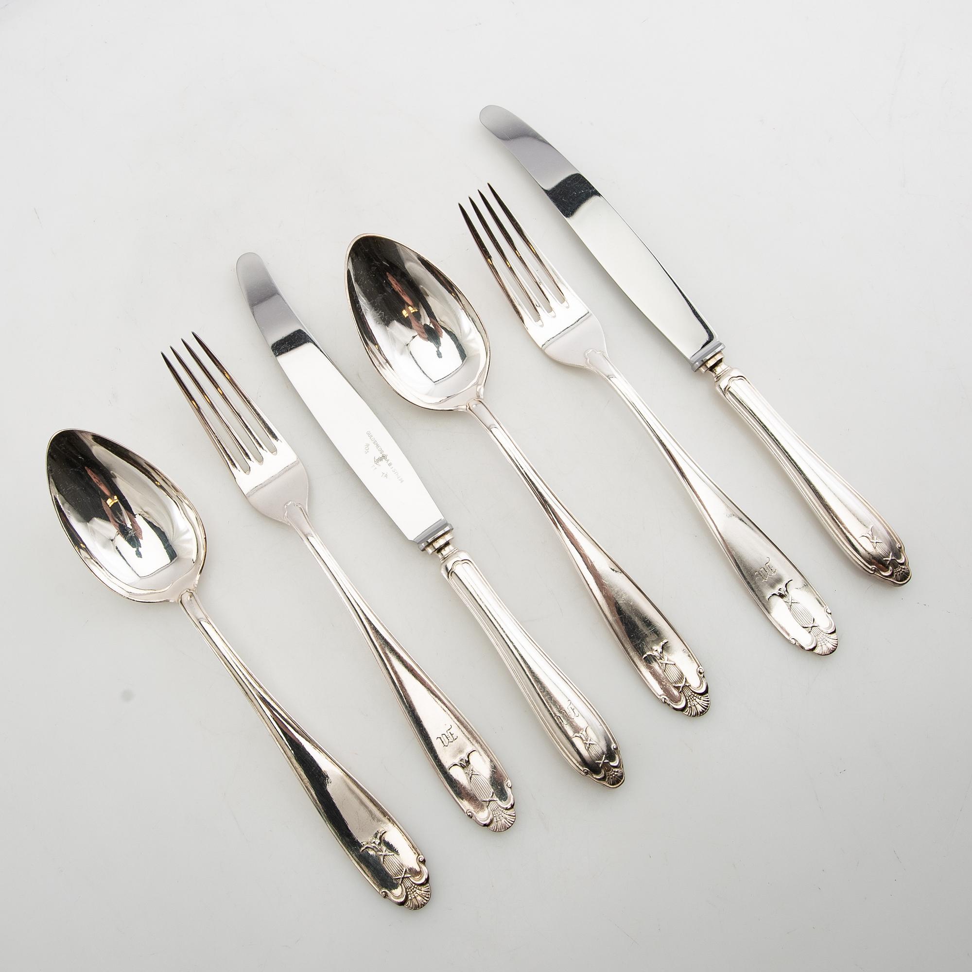 Bestick 36 dlr "Vasa" nysilver 1900-tal.