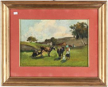 OKÄND KONSTNÄR, olja på pannå, signerad Cooper.