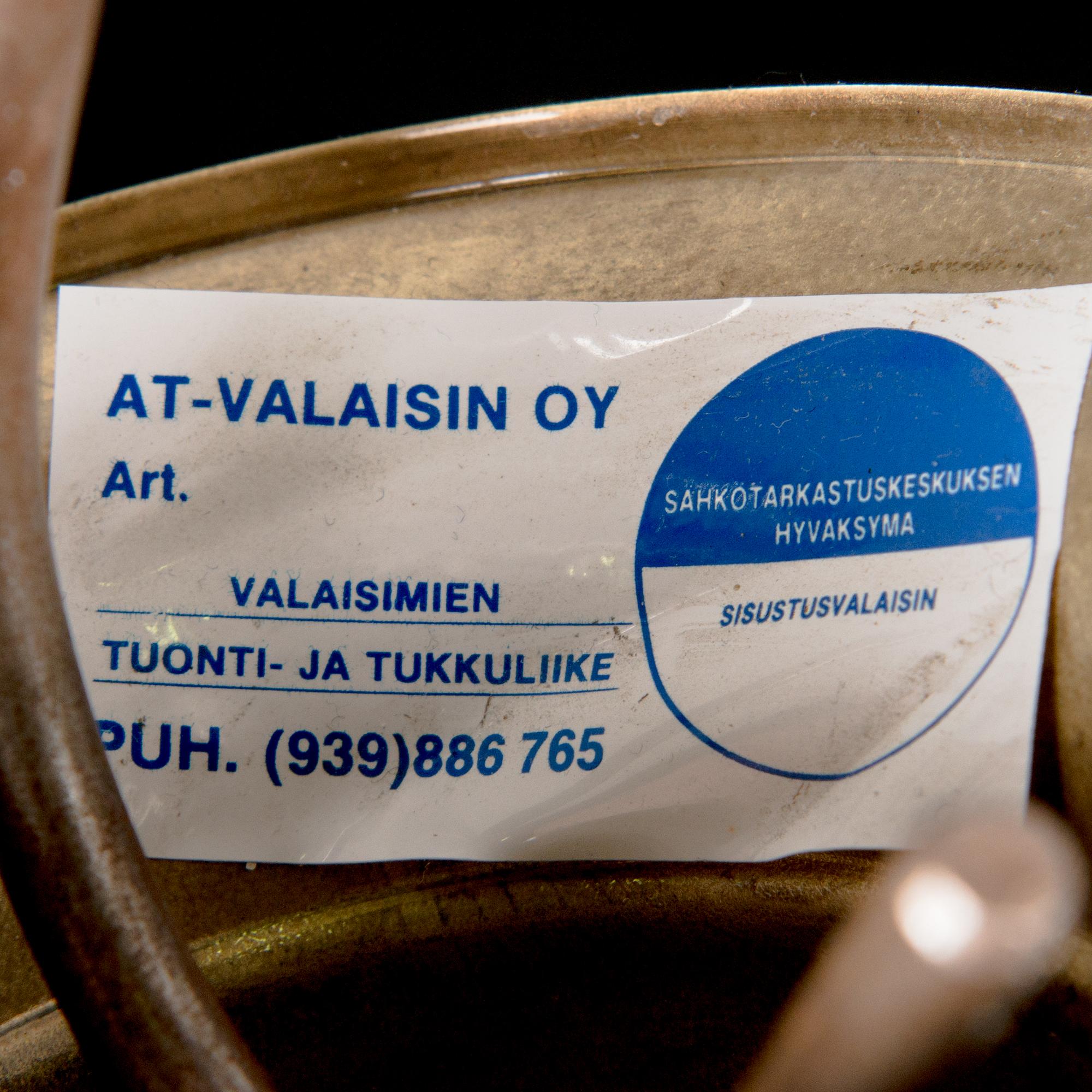 A ceiling lamp model 2024/5, for AT-valaisin Finland, late 20th century.