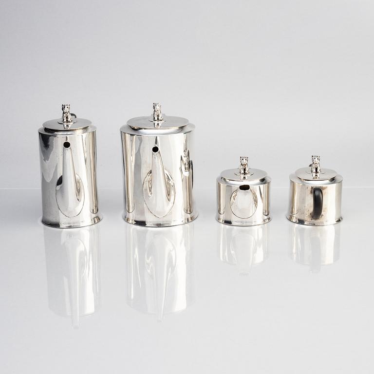 William Spratling, a four-piece silver tea- and coffee set, "Jaguar", mark of William Spratling Silver, Taxco Mexico circa 1956-60.