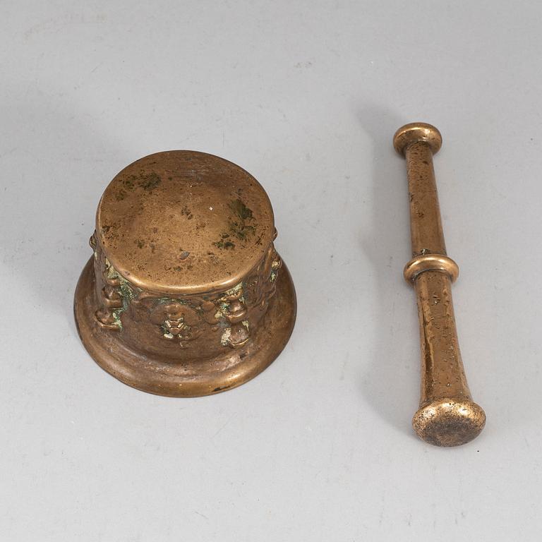 A 17th century bronze mortar.