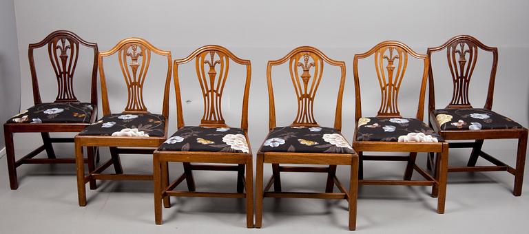 STOLAR, 6 st, mahogny, England, 1800-talets andra hälft.
