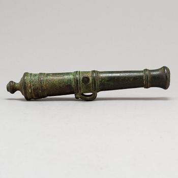 A small bronze cannon probably 19th Century.