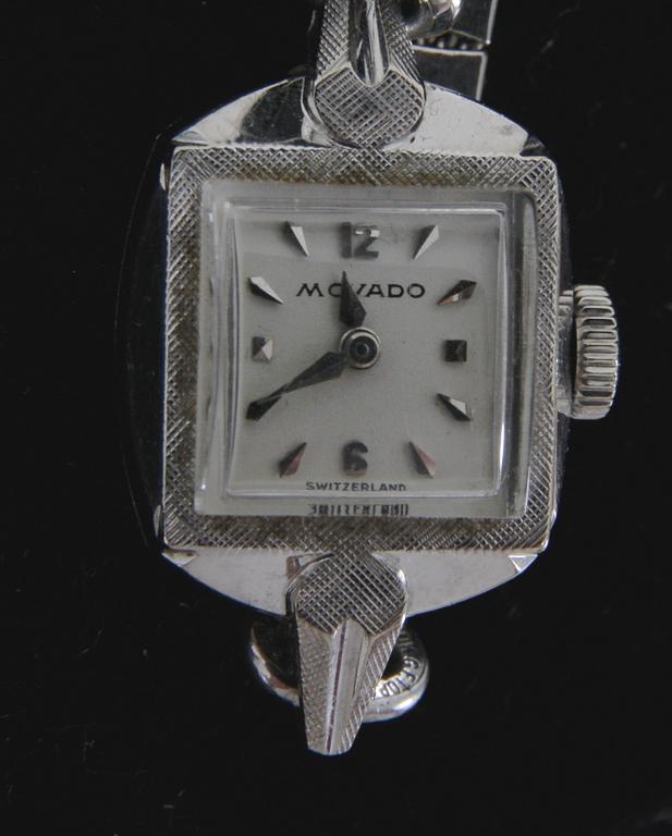 ARMBANDSUR, dam. 14k vitguld, Movado.