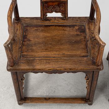 A pair of hardwood chair, China, early 20th century.