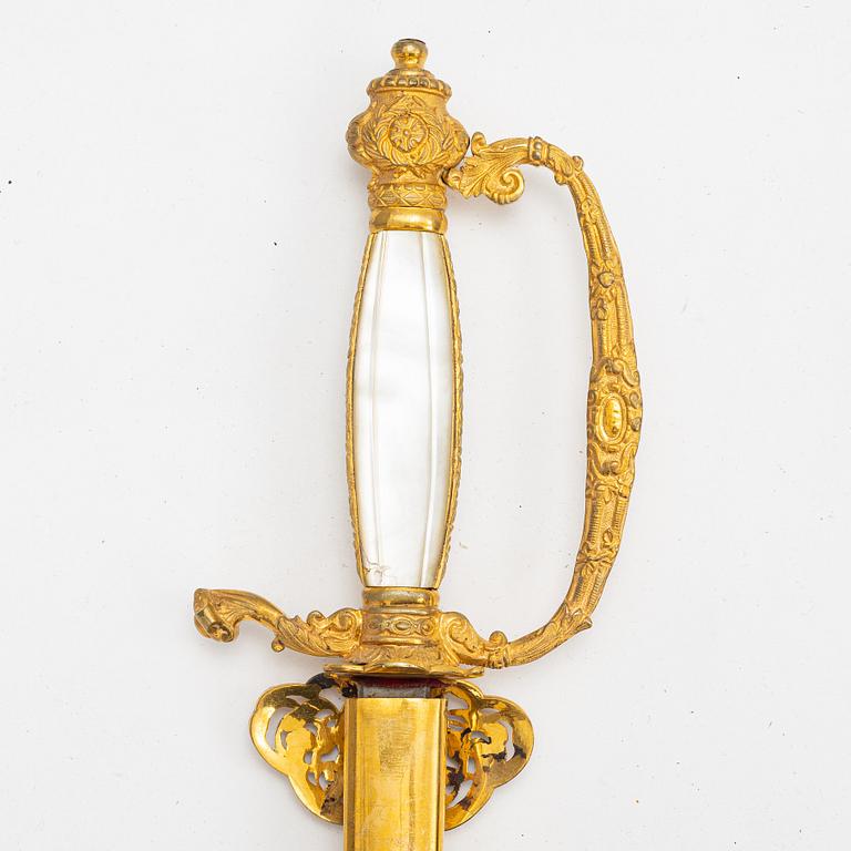 A Swedish small sword, 19th century.