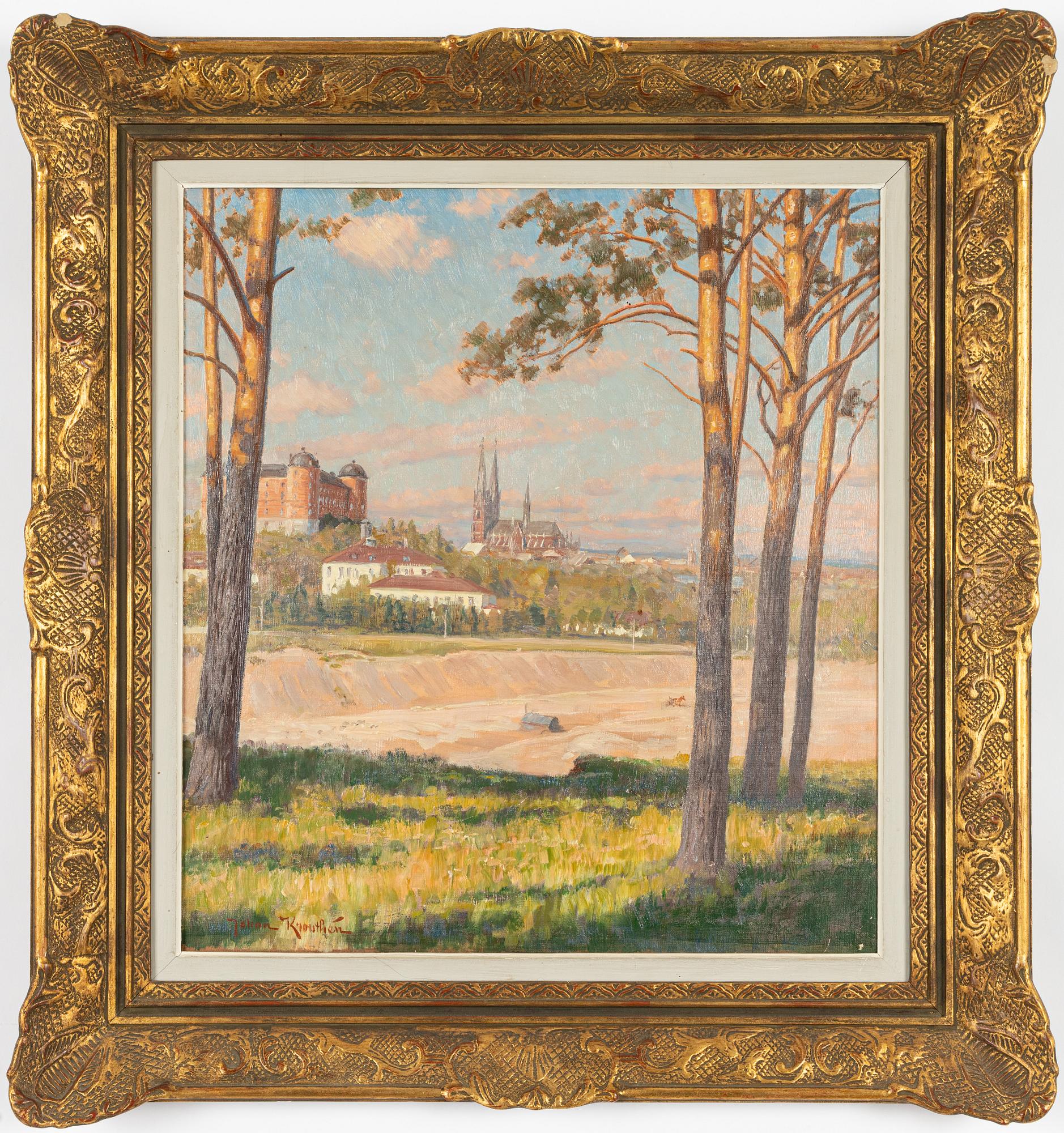 Johan Krouthén, View from the South towards Uppsala Castle and Cathedral.