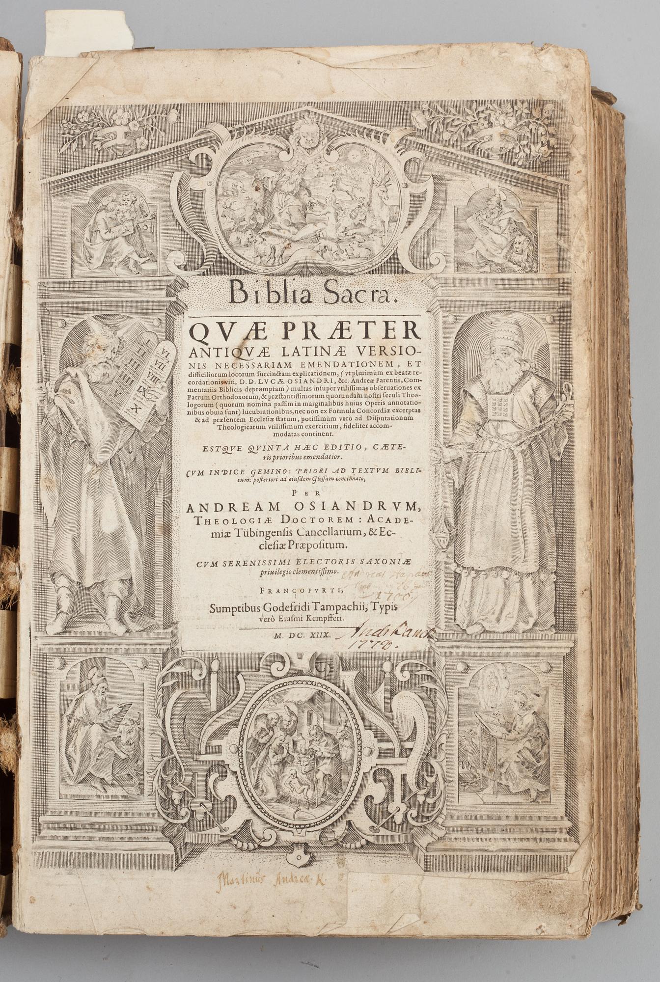 BOK, BIBLIA LATINA. Testamenti veteris Biblia Sacra. 1600-tal.