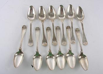 BESTICK,12+12+12+12, silver "Gammal fransk", 1800-tal, bl.a Markström, Uppsala.