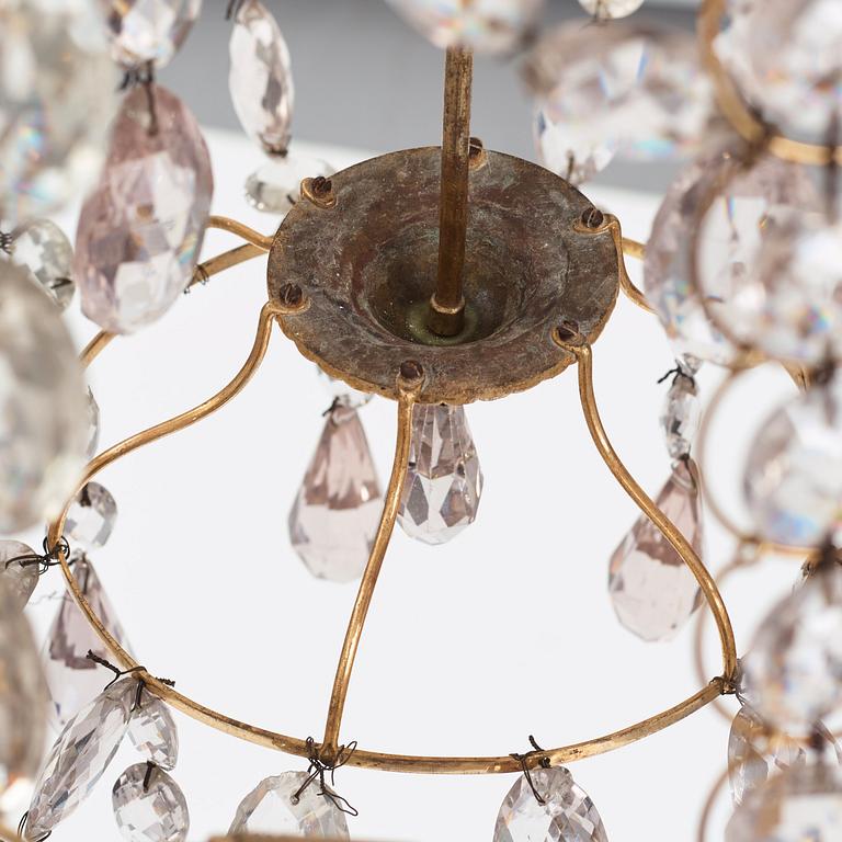 A Gustavian six-light chandelier, late 18th century.