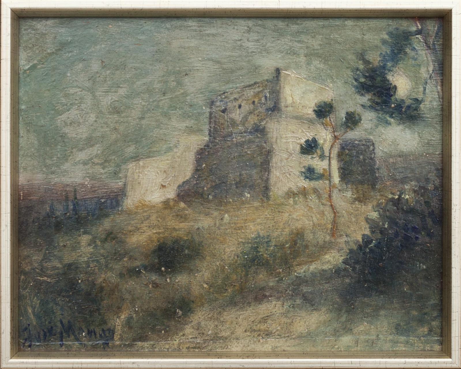 JOSÉ MANGE, olja på pannå, signerad.