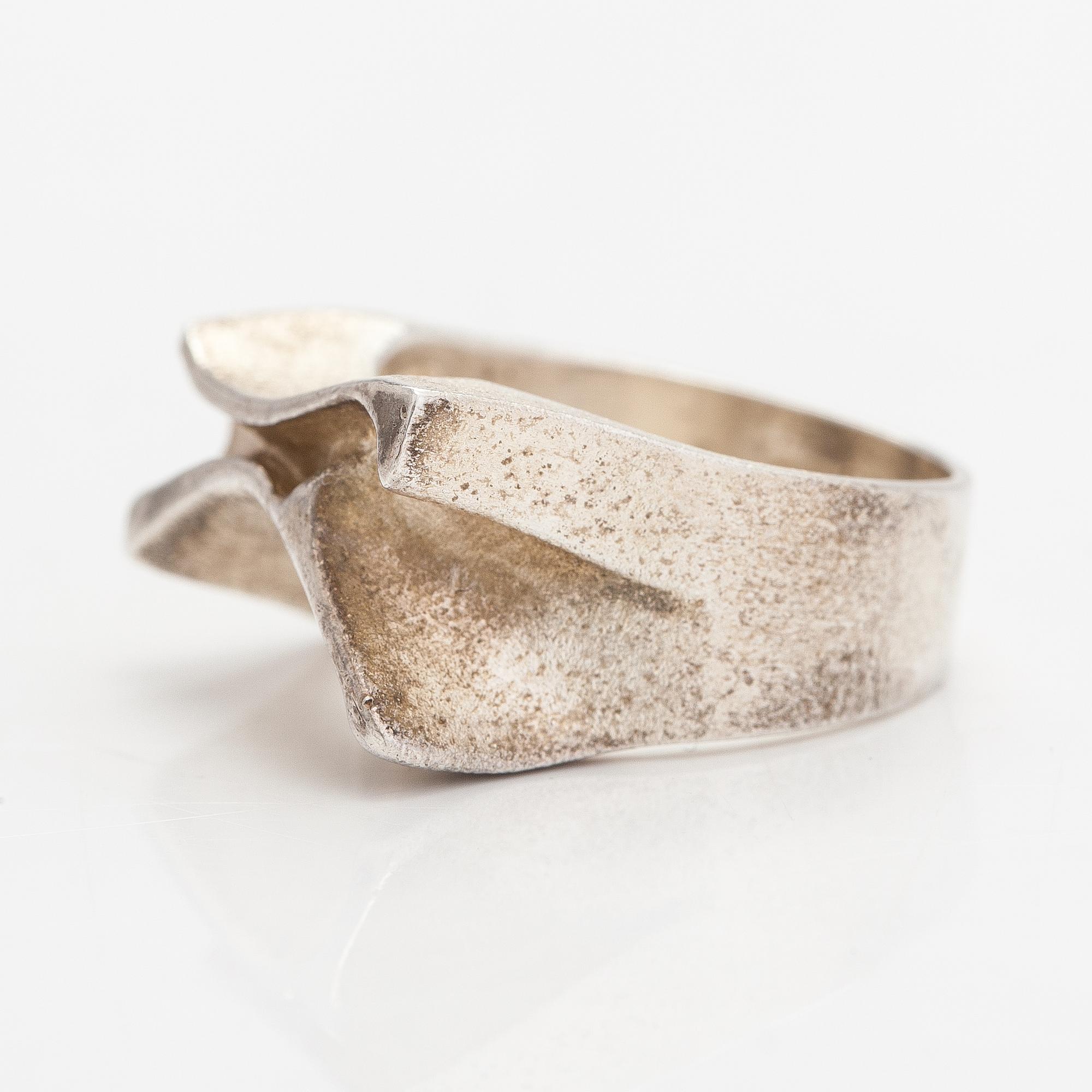Lapponia, A sterling silver ring, a pair of earrings and a tie pin.