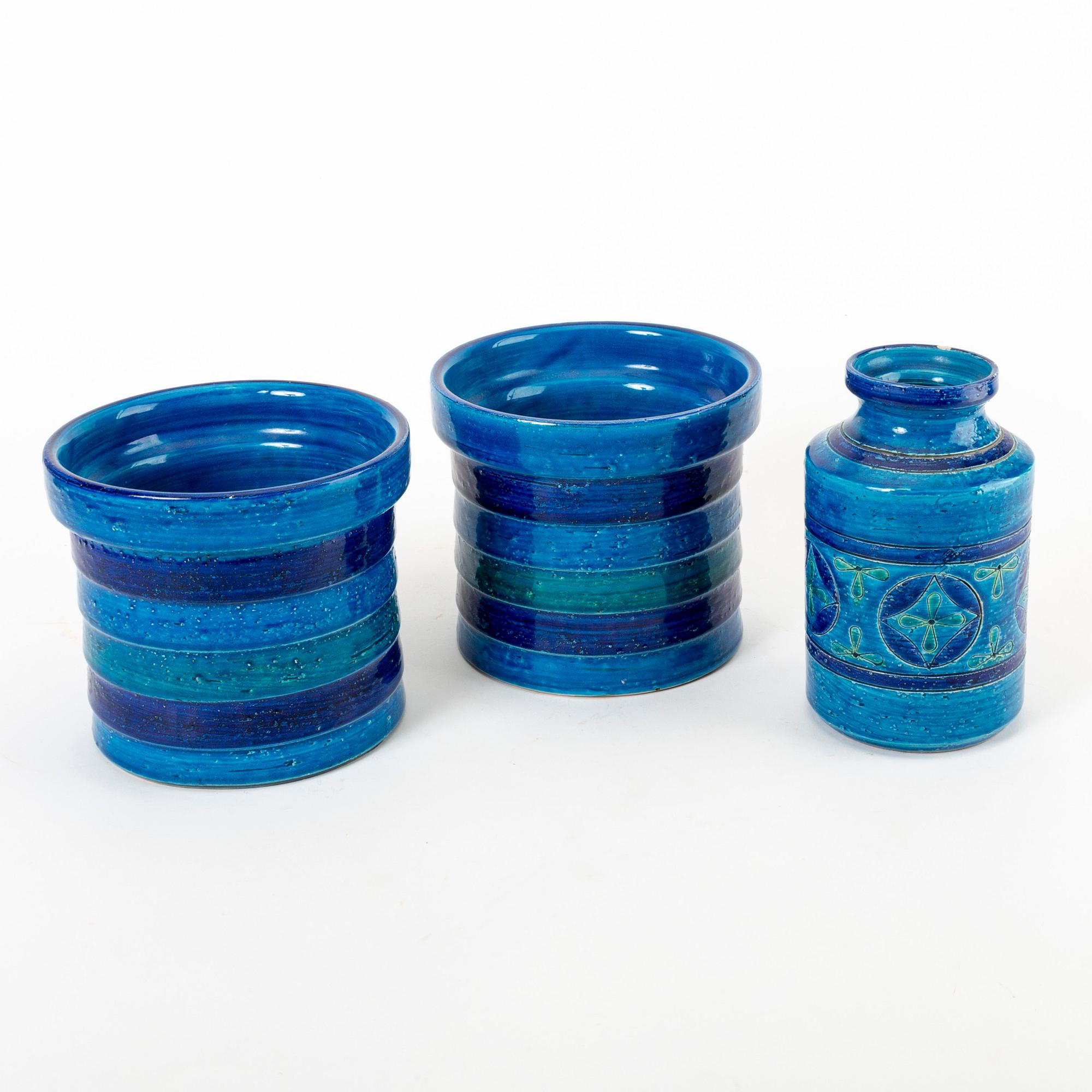 A set of three Bitossi stoneware vases later part of the 20th century.