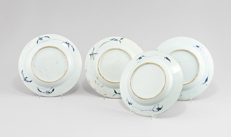 TALLRIKAR, 4 st, porslin, Kina, 1700-tal.