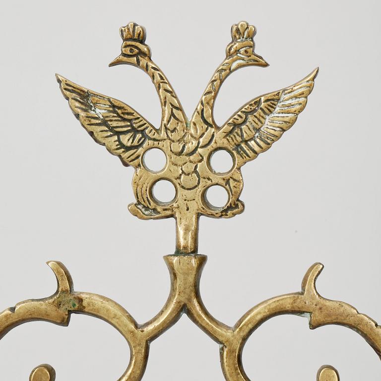 KANDELABER, mässing, 1700-tal.