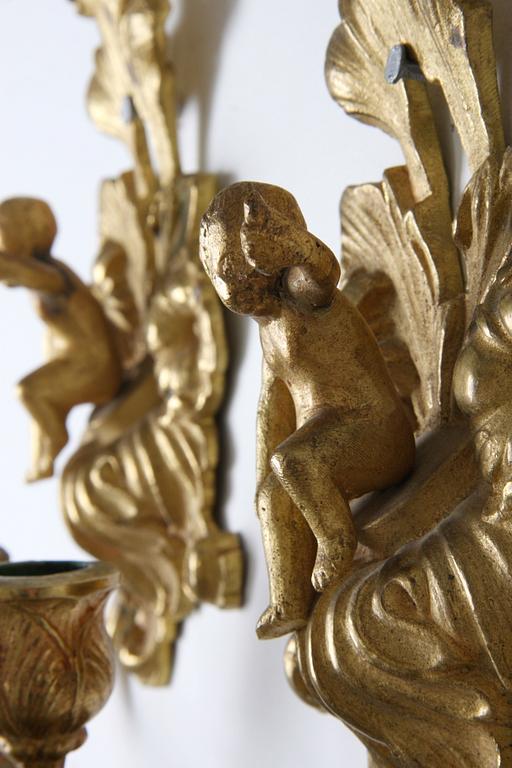 APPLIQUER, två par, Louis XVI-stil, mässing resp rokokostil.