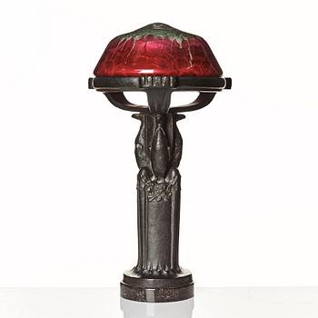 Emy Wahlström, an Art Nouveau bronze table lamp, Herman Bergman, Stockholm, early 1900's.