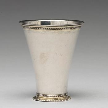 A Swedish 18th century parcel-gilt silver beaker, mark of Erik Lekberg, Nora 1759.