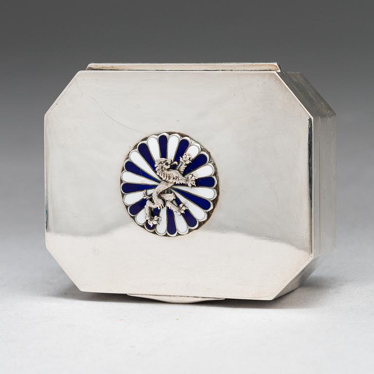A silver box with enamelled decoration, A. Tillander, Helsinki.
