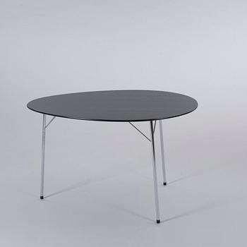 ARNE JACOBSEN, A SET DININGTABLE AND 3 CHAIRS BY ARNE JACOBSEN.  Produced in 2002 by Fritz Hansen in Commemoration 100 yrs.