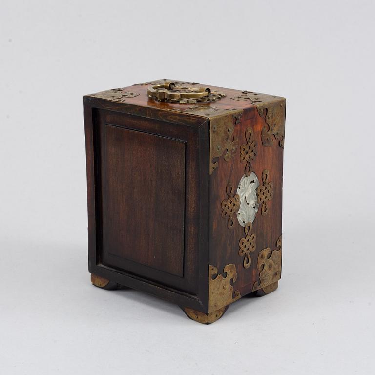 A Chinese stone and wooden cabinet, 20th century.