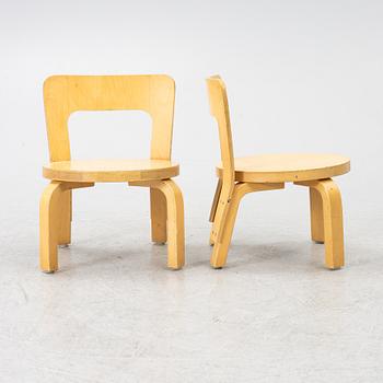 Alvar Aalto, barnstolar, 6 st, Artek, Finland.