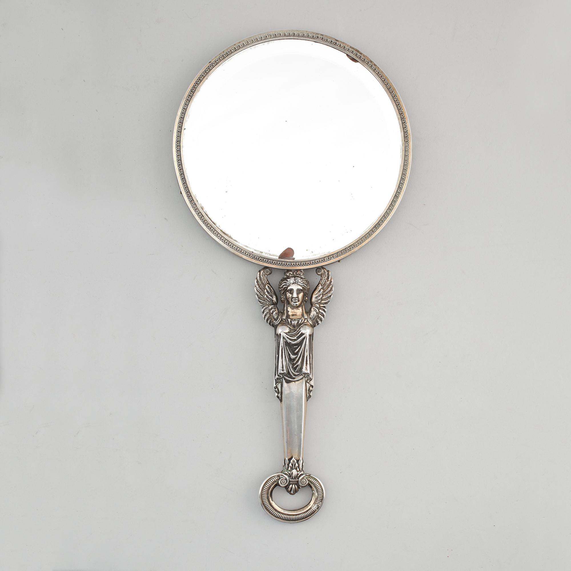 HANDSPEGEL, silver, sannolikt Frankrike, 1900-talets första hälft.