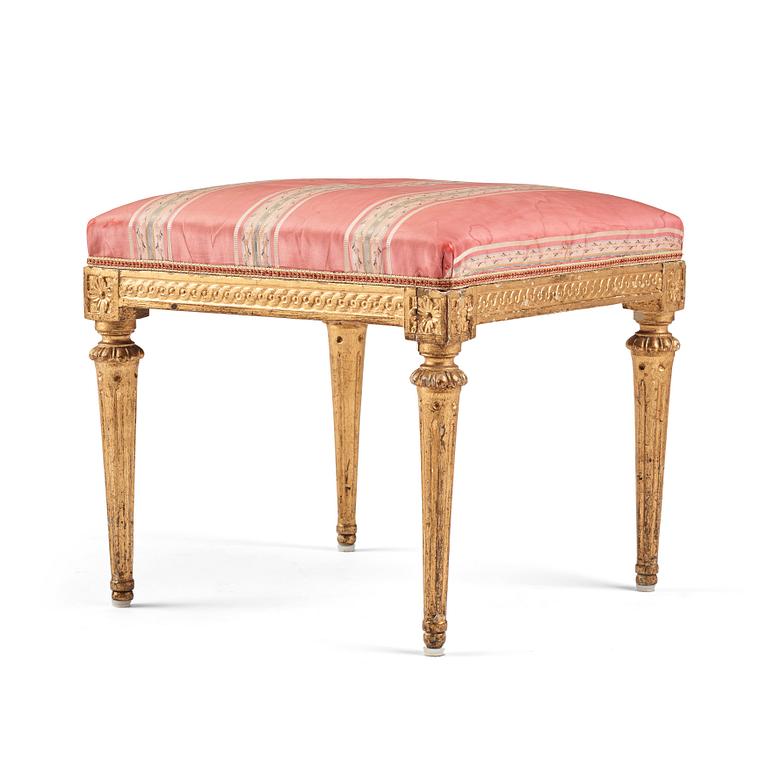 A Gustavian stool by Johan Lindgren, (Stockholm 1770-1819).