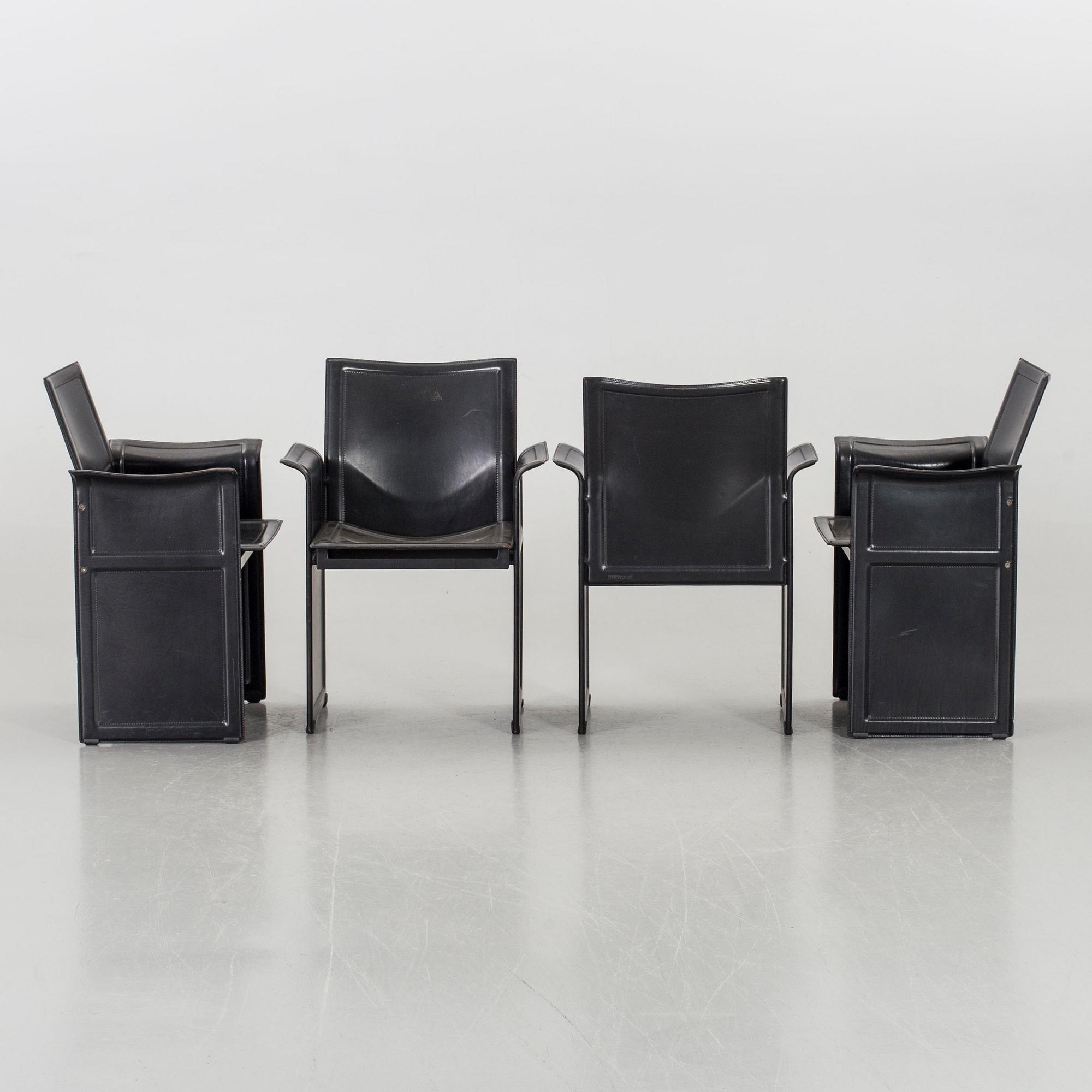 FOUR CHAIRS "KORIUM" TITO AGNOLI FOR MATTEO GRASSI.