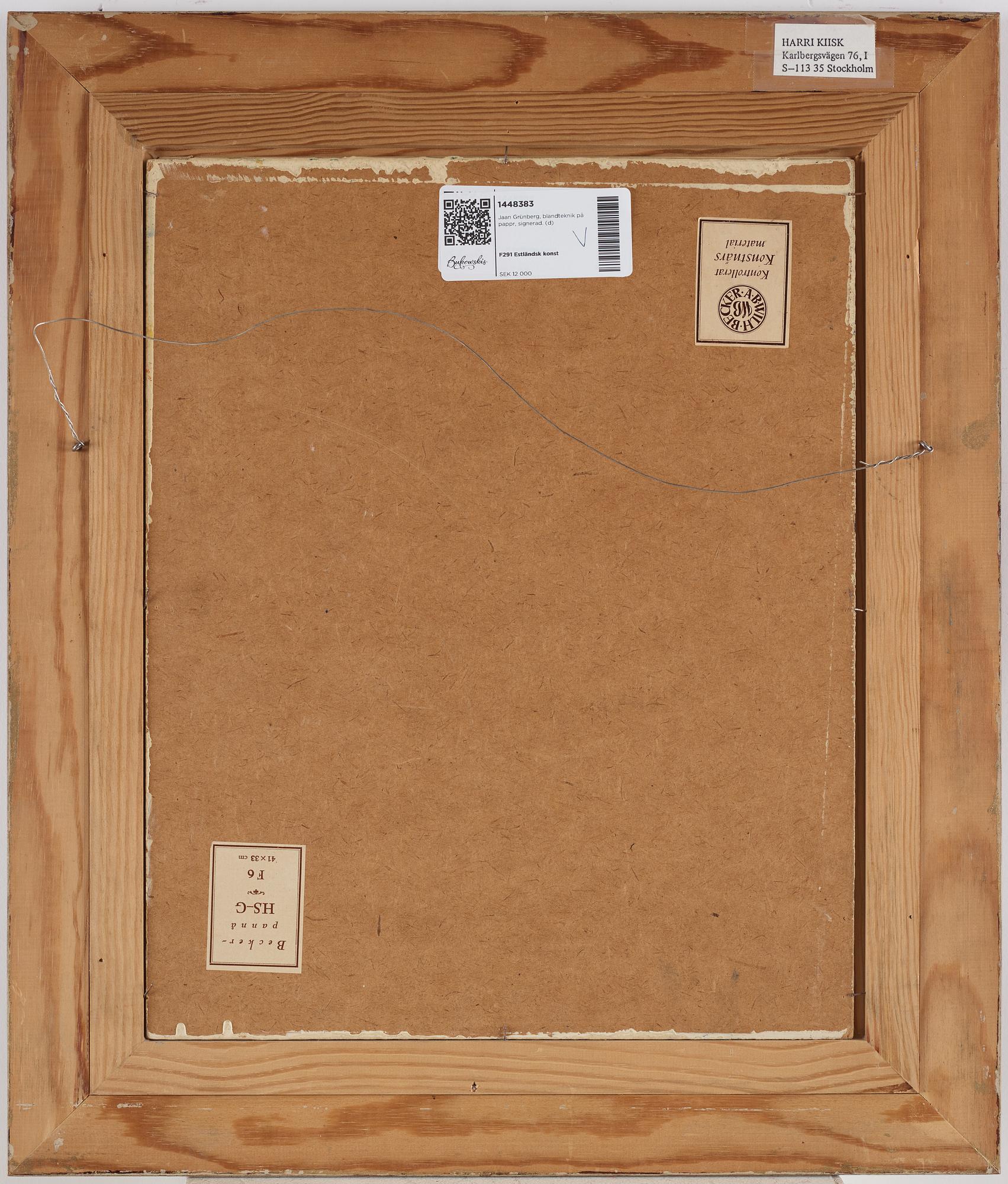 Jaan Grünberg, mixed media on paper, signed.
