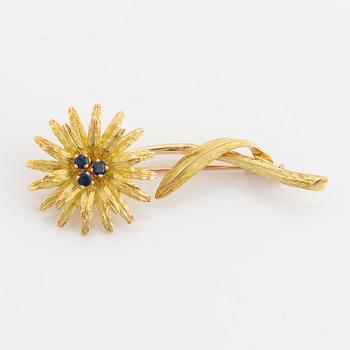 Tiffany & Co, brosch, blomma,  18K guld med safirer.
