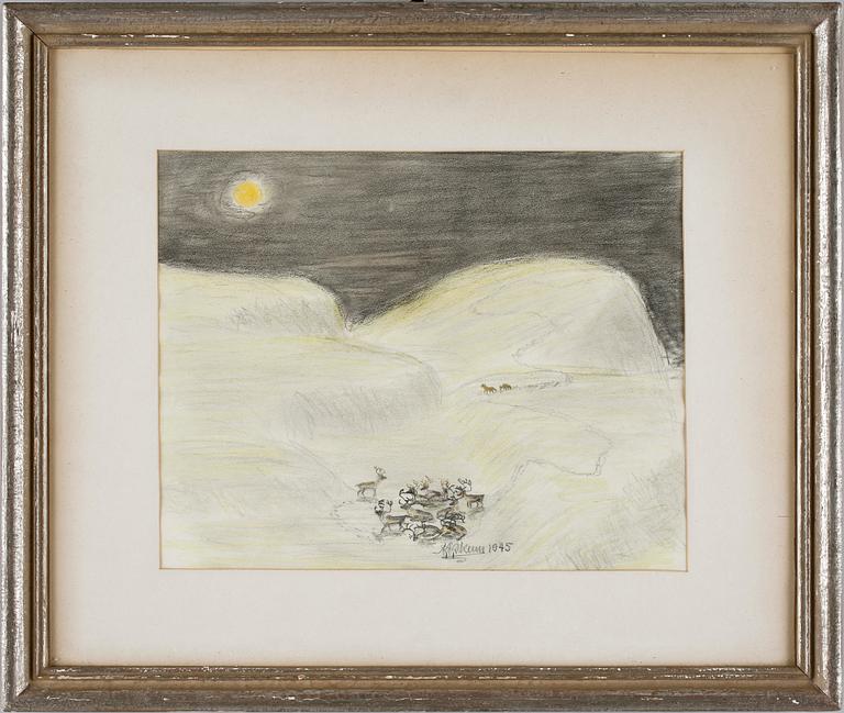 NILS NILSSON SKUM, färgkrita, sign. o dat. 1945.