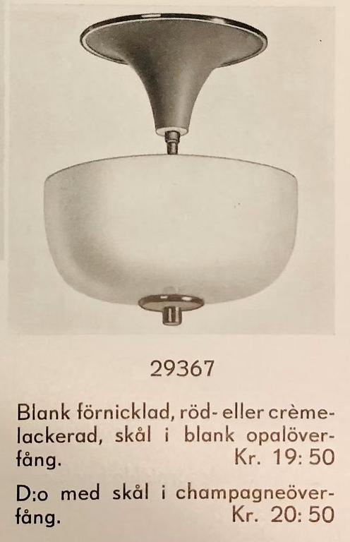 Erik Tidstrand, a model 29367 ceiling light, Nordiska Kompaniet, 1930s/40s.
