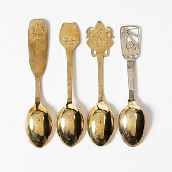 Anton Michelsen, Christmas spoons, 4 pcs, silver, Denmark.