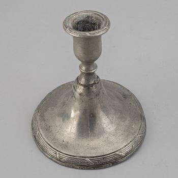 Four gustavian pewter candlestick, late 18th / early 19th century.