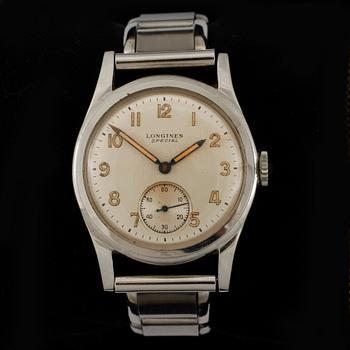 HERRARMBANDSUR, stål, Longines, 1900-talets första hälft.
