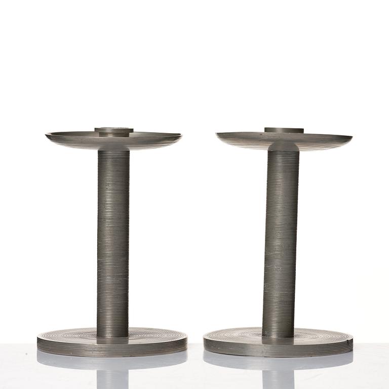 Björn Trägårdh, a pair of pewter candlesticks, Svenskt Tenn, Stockholm 1932.